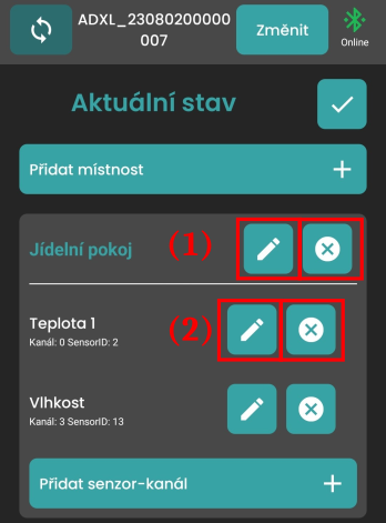 &quot;Editace/odstranění místností a vazeb senzor-místnost&quot;